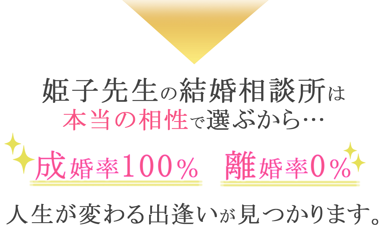 姫子先生の結婚相談所は本当の相性で選ぶから…成婚率100％離婚率0％なんです！